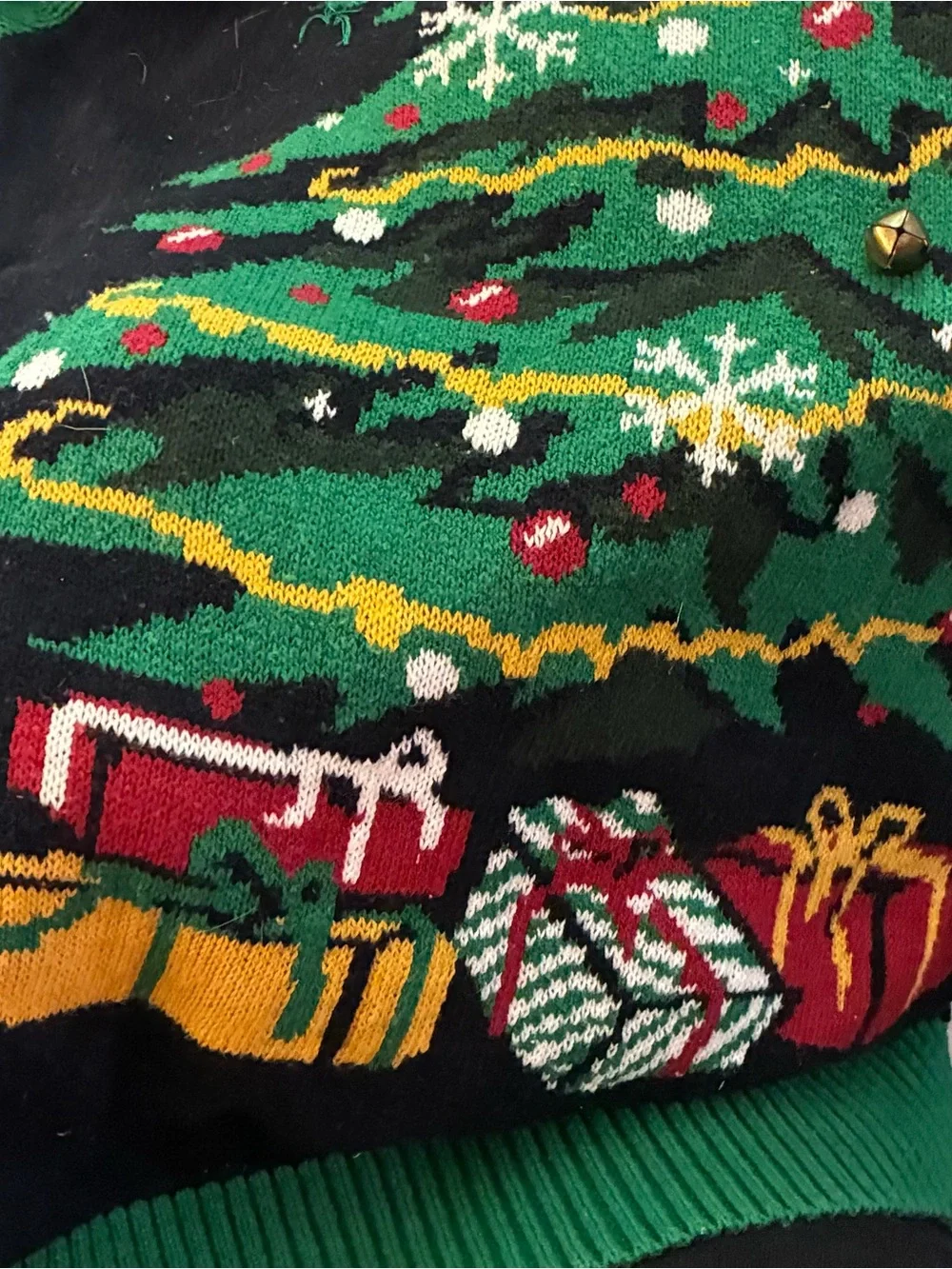 Ugly Christmas Sweater Hooded Sweater Christmas Tree Black Green S